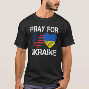 Pray For Ukraine Support Ukrainian American USA He T-Shirt
