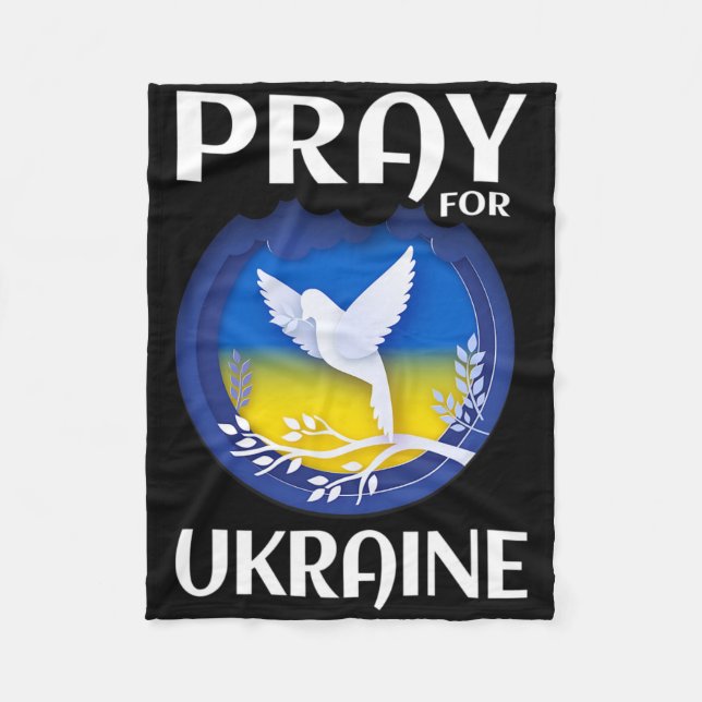 Pray For Ukraine Support Ukrainian  Fleece Blanket (Front)