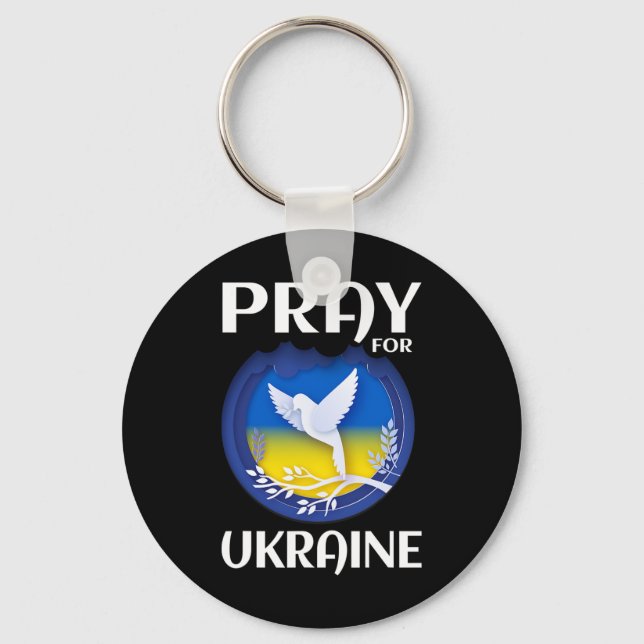 Pray For Ukraine Support Ukrainian  Key Ring (Front)
