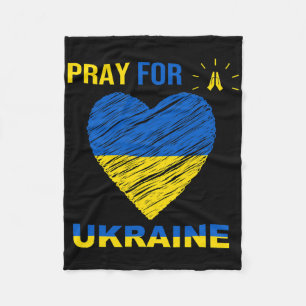 Pray For Ukraine Ukrainian Flag Heart Christian Pr Fleece Blanket