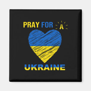 Pray For Ukraine Ukrainian Flag Heart Christian Pr Magnet