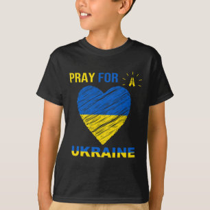 Pray For Ukraine Ukrainian Flag Heart Christian Pr T-Shirt