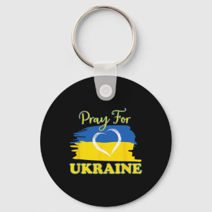 Pray For Ukraine Ukrainian Flag Heart  Key Ring