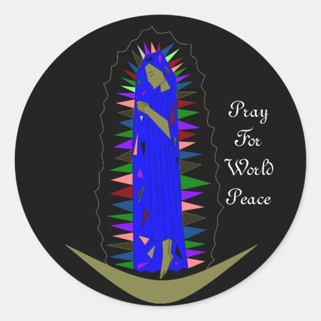 PRAY FOR WORLD PEACE  CLASSIC ROUND STICKER (Front)
