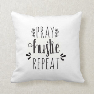Pray Hustle Repeat Hand Lettered Pillow