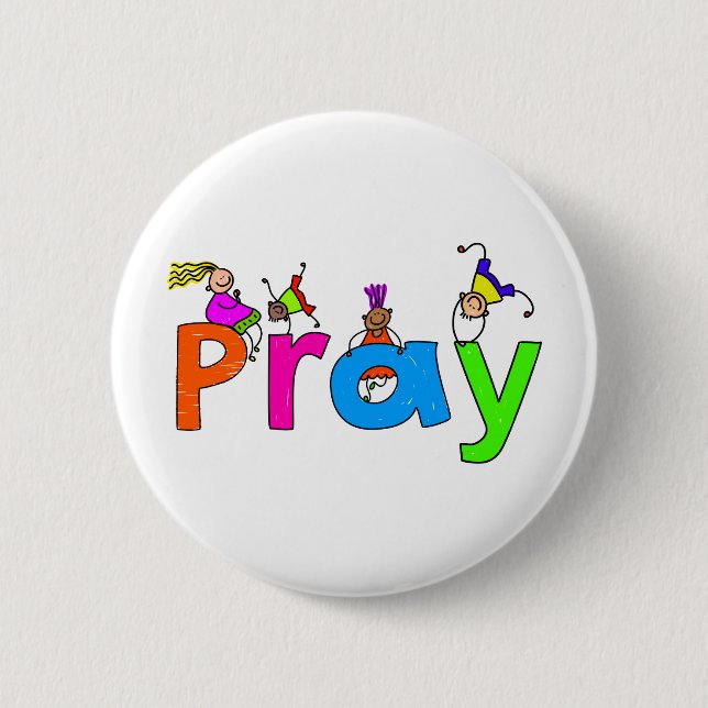 Pray Kids 6 Cm Round Badge (Front)