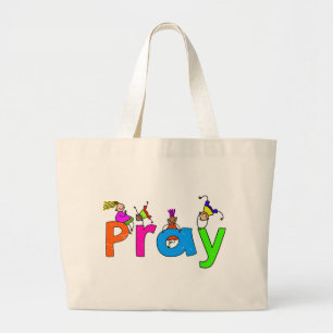 Pray Kids Large Tote Bag