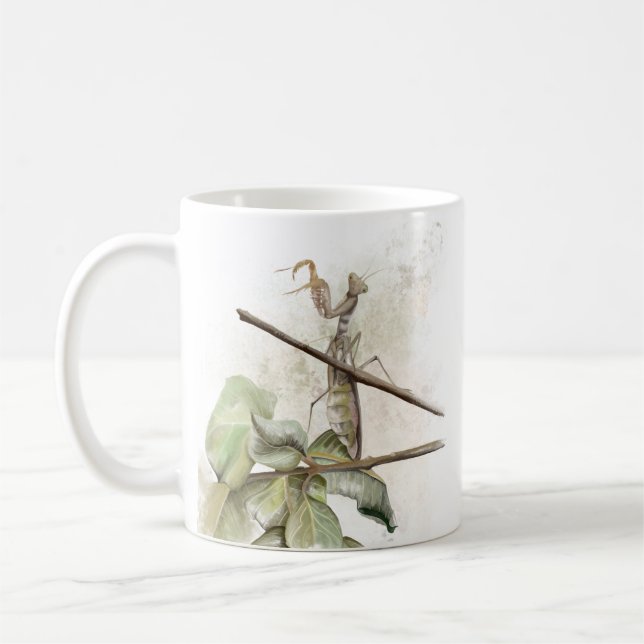 Pray Mantis watercolor  Coffee Mug (Left)