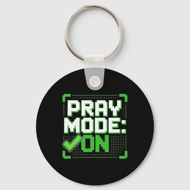 Pray Mode On Christian Gamer Graphic  Key Ring (Front)