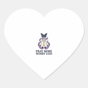 Pray More Worry Less Butterfly Christian Shirt_1 Heart Sticker