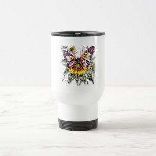 Pray more worry less butterfly travel mug