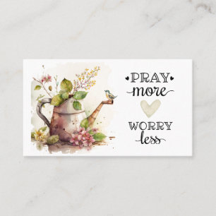 Pray More Worry Less Inspirational Quote Christian Business Card