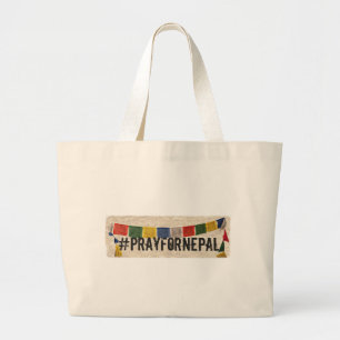 Pray Nepal Flags Large Tote Bag