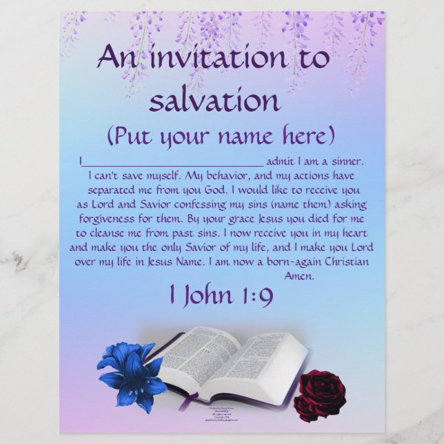 Pray of Invitation to Christ Personalised Paper (Front)