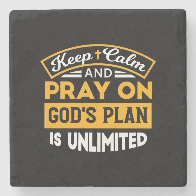 Pray On and Trust God's Unlimited Plan Faith-Based Stone Coaster (Front)