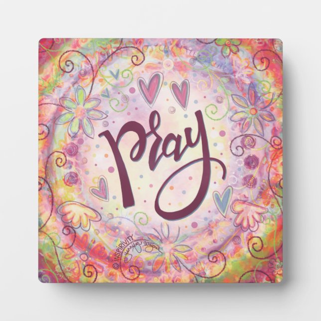Pray Pastel Pink Pretty Floral Inspirivity Easel Plaque (Front)