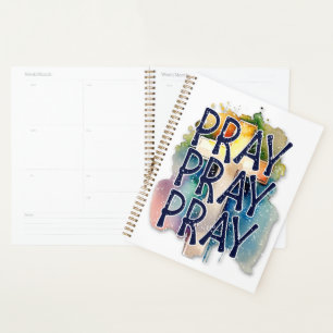 Pray Pray Pray watercolor with cross Planner