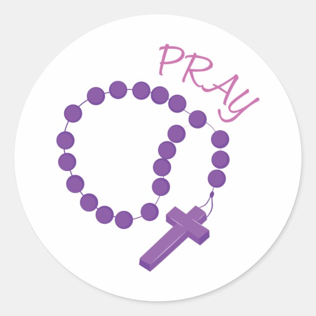 Pray Rosary Classic Round Sticker (Front)