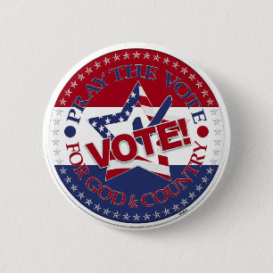 Pray The Vote For God and Country VOTE! Star Check 6 Cm Round Badge