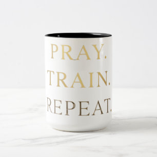 Pray Train Repeat Mug – Christian Fitness Motivati