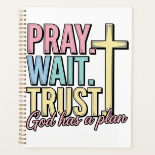 Pray Wait Trust Cross Christian Vintage Planner