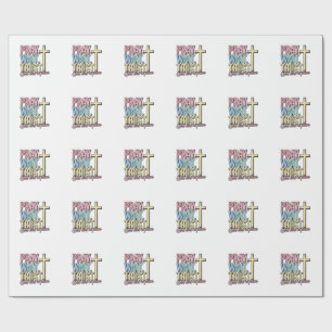 Pray Wait Trust Cross Christian Vintage Wrapping Paper
