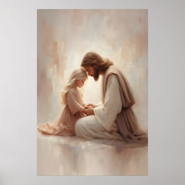 Pray With Me Jesus and Girl Jesus and Kids Christi Poster (Front)