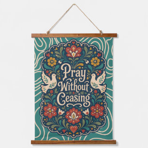 Pray Without Ceasing Dove Folk Art Christian Decor Hanging Tapestry