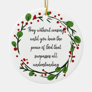 Pray Without Ceasing Inspirational Scripture Ceramic Tree Decoration