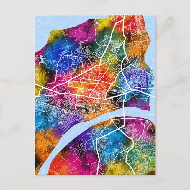 Prayagraj Uttar Pradesh City Map Postcard (Front)