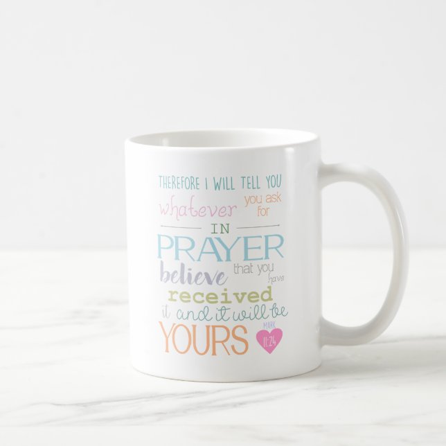 Prayer and Faith Mark 11:24 NIV Christian mug (Right)