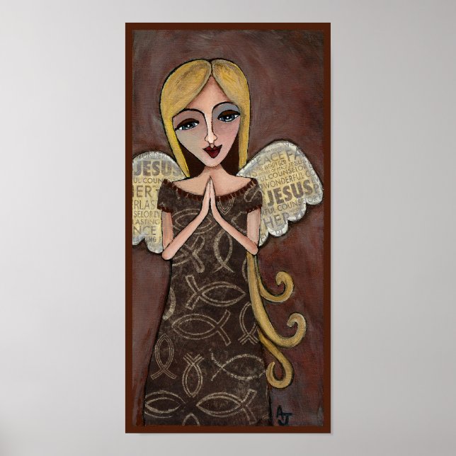 PRAYER ANGEL with Jesus collage wings - print (Front)
