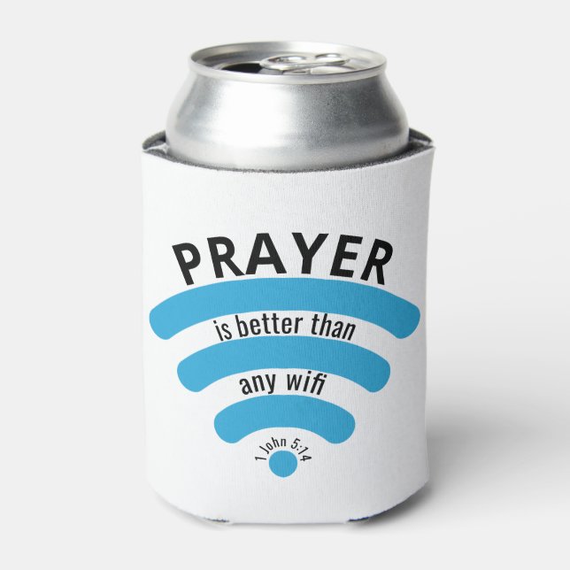 PRAYER BETTER THAN WIFI Christian Can Cooler (Can Front)
