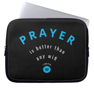 PRAYER BETTER THAN WIFI Monogram Laptop Sleeve
