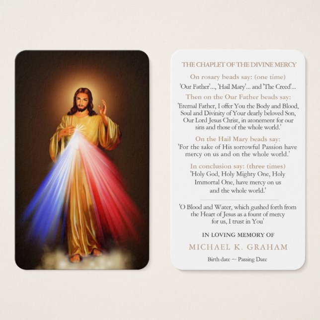 Prayer Card Funeral | Divine Mercy Chaplet 01 (Front & Back)