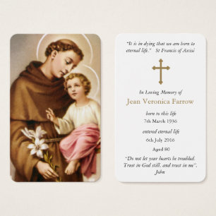 Prayer Card Funeral   St Anthony 3