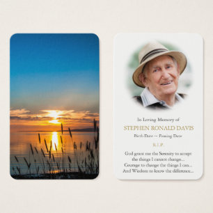 Prayer Card Funeral   Sunset Reeds