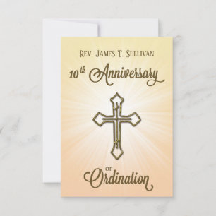 Prayer Card Name 10th Ordination Anniversary Cross