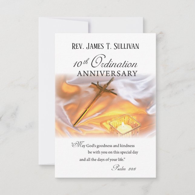 Prayer Card Name 10th Ordination Anniversary Cross (Front)