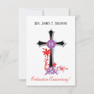 Prayer Card Name 15th Ordination Anniversary Black