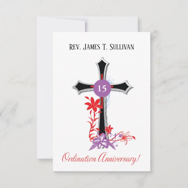 Prayer Card Name 15th Ordination Anniversary Black (Front)