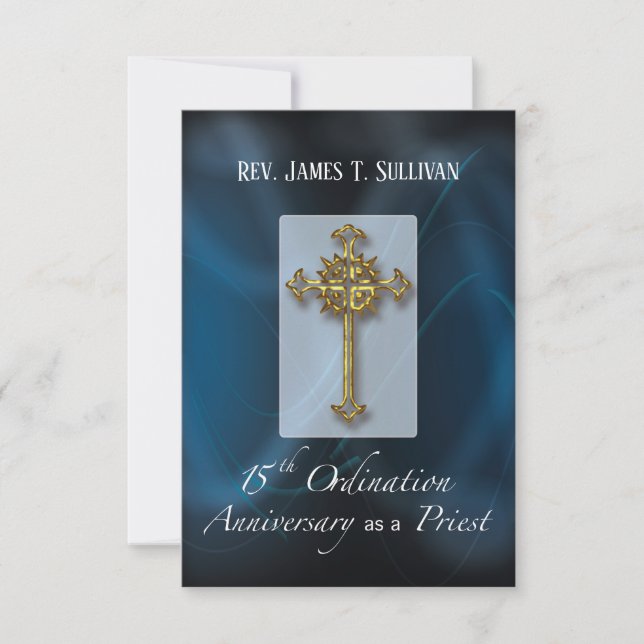 Prayer Card Name 15th Ordination Anniversary Blue (Front)