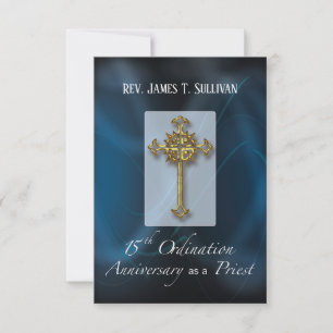 Prayer Card Name 15th Ordination Anniversary Blue