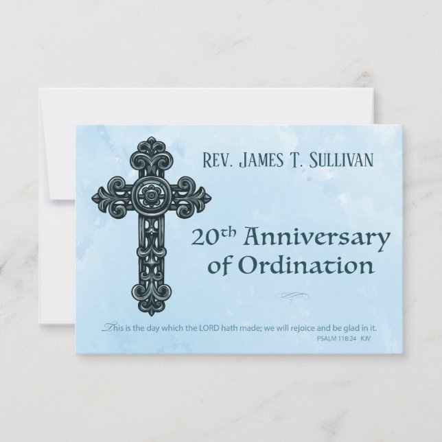 Prayer Card Name 20th Ordination Anniversary Cross (Front)