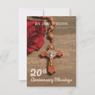 Prayer Card Name 20th Ordination Anniversary Rose
