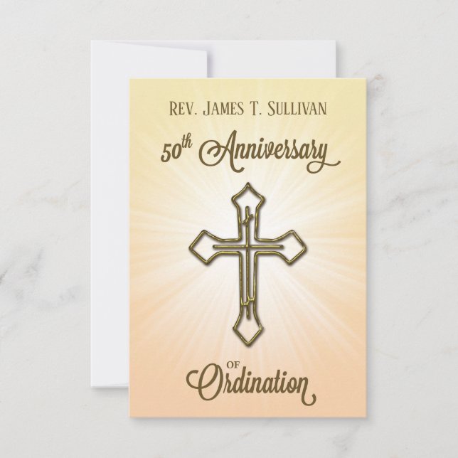Prayer Card Name 50th Ordination Anniversary Cross (Front)