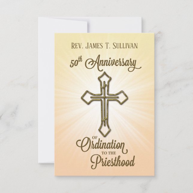 Prayer Card Name 50th Ordination Anniversary Cross (Front)
