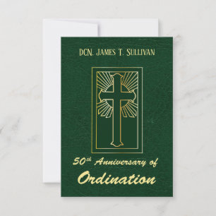 Prayer Card Name 50th Ordination Anniversary Green