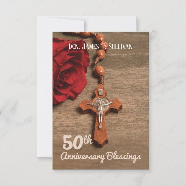 Prayer Card Name 50th Ordination Anniversary Rose (Front)