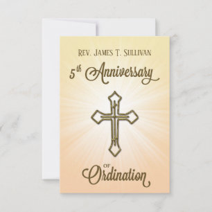 Prayer Card Name 5th Ordination Anniversary Cross